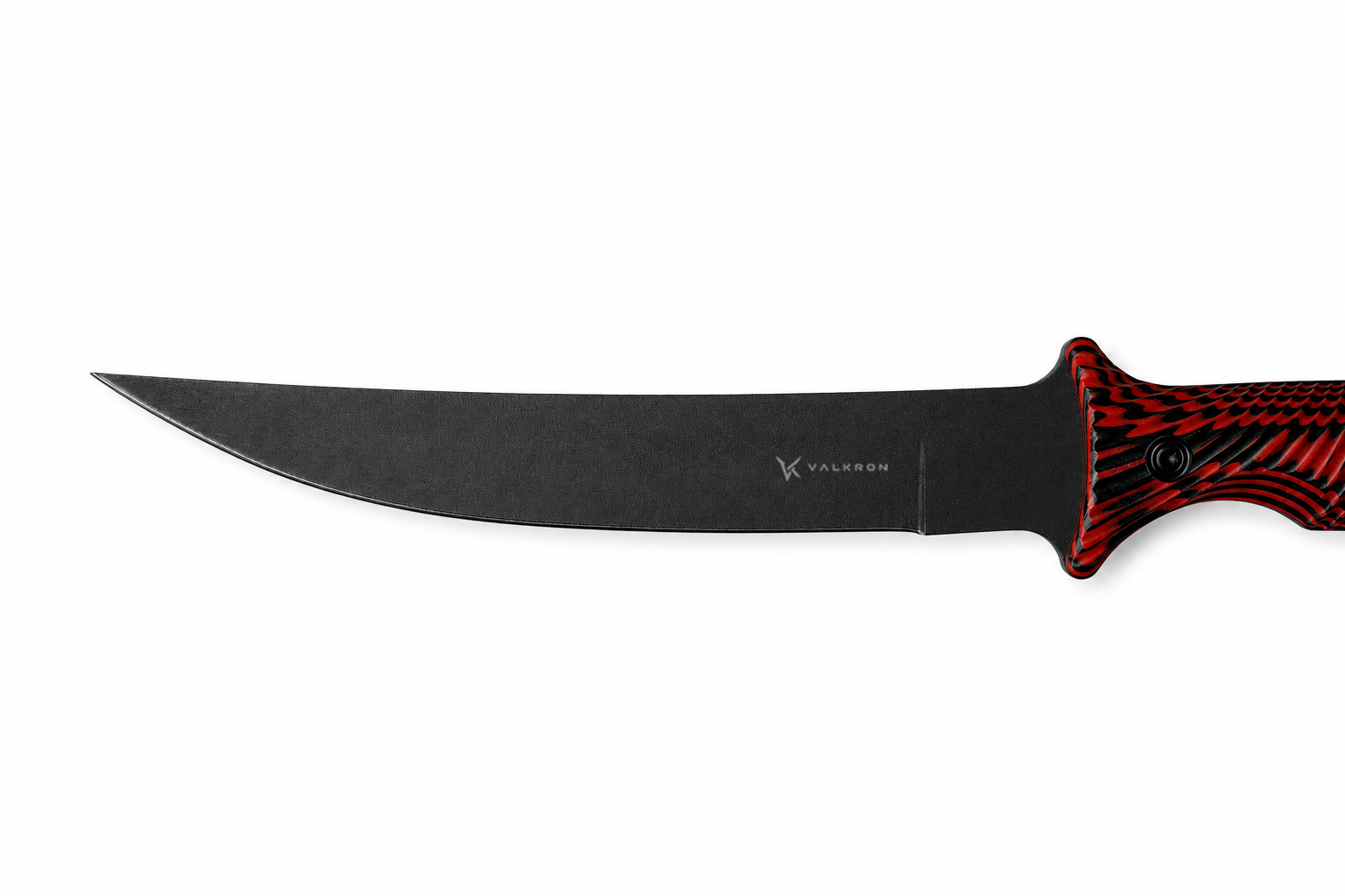 Crimson Ridge fixed blade knife side view with red and black handle
