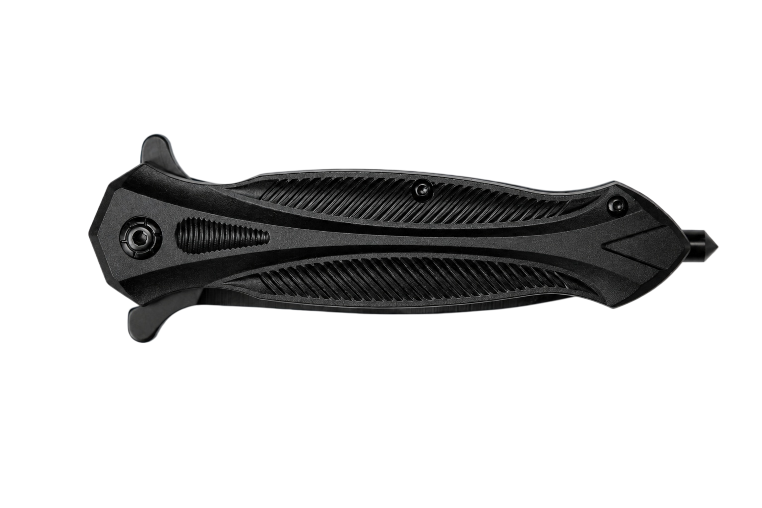 Blackout black folding knife closed side view