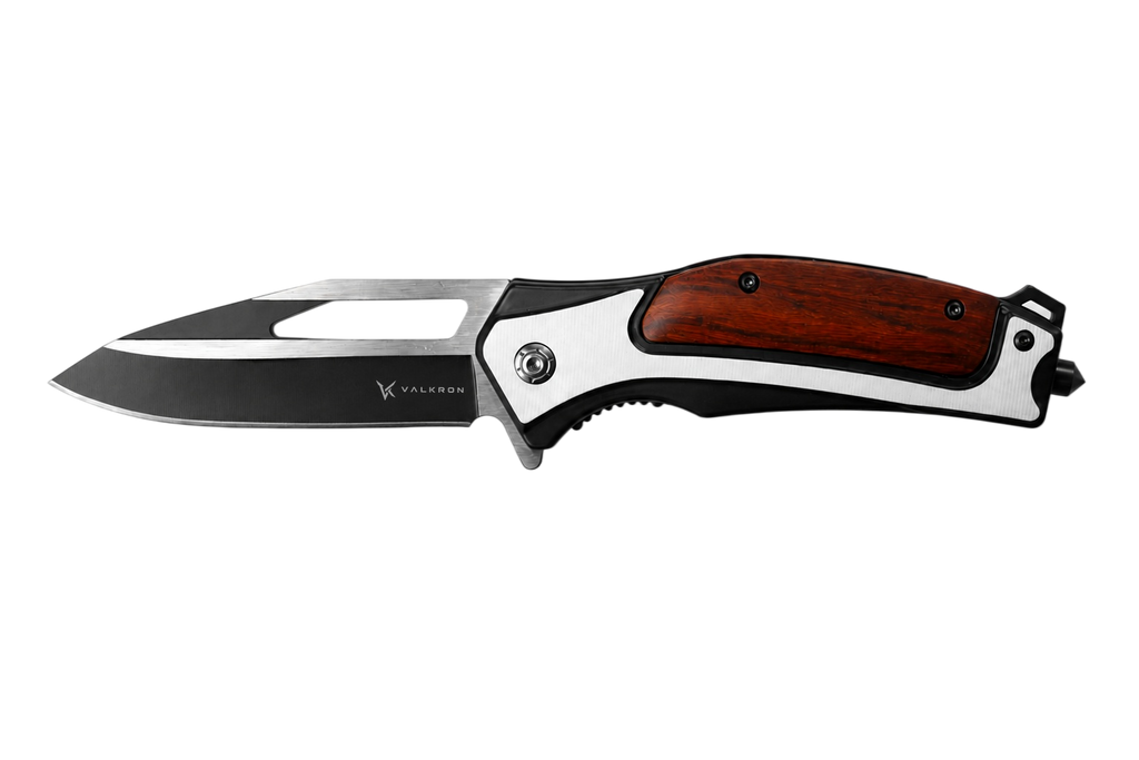 Redcrest folding pocket knife open view by VALKRON