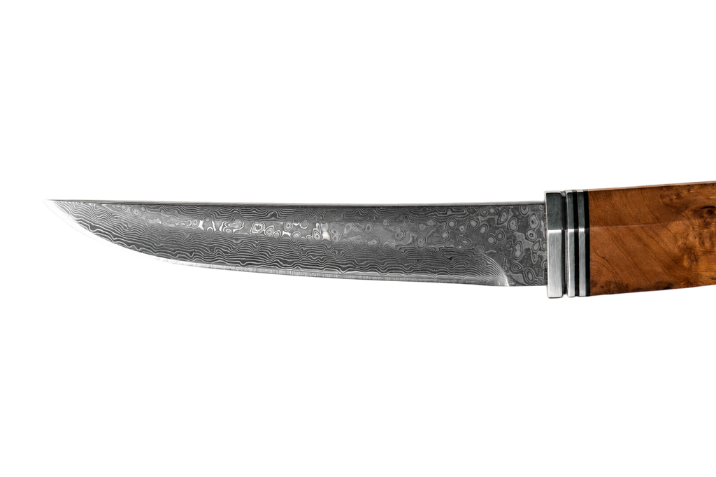 Aurora Damascus fixed blade knife blade detail