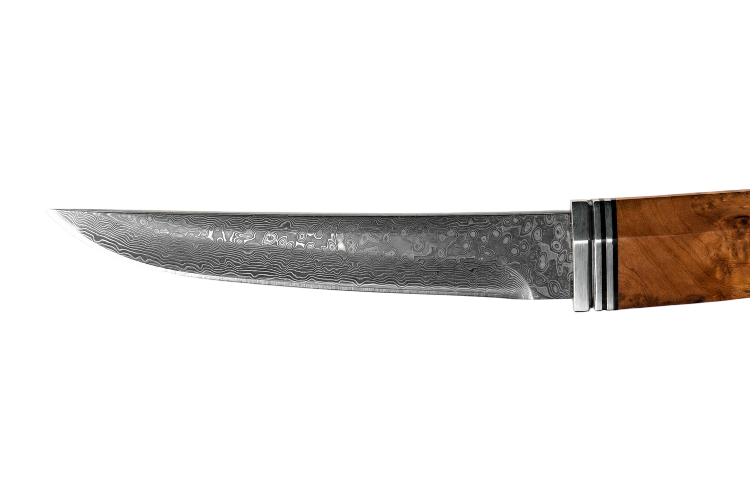 Aurora Damascus fixed blade knife blade detail