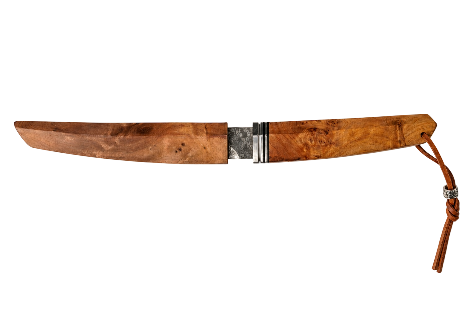 Aurora Damascus fixed blade knife handle detail