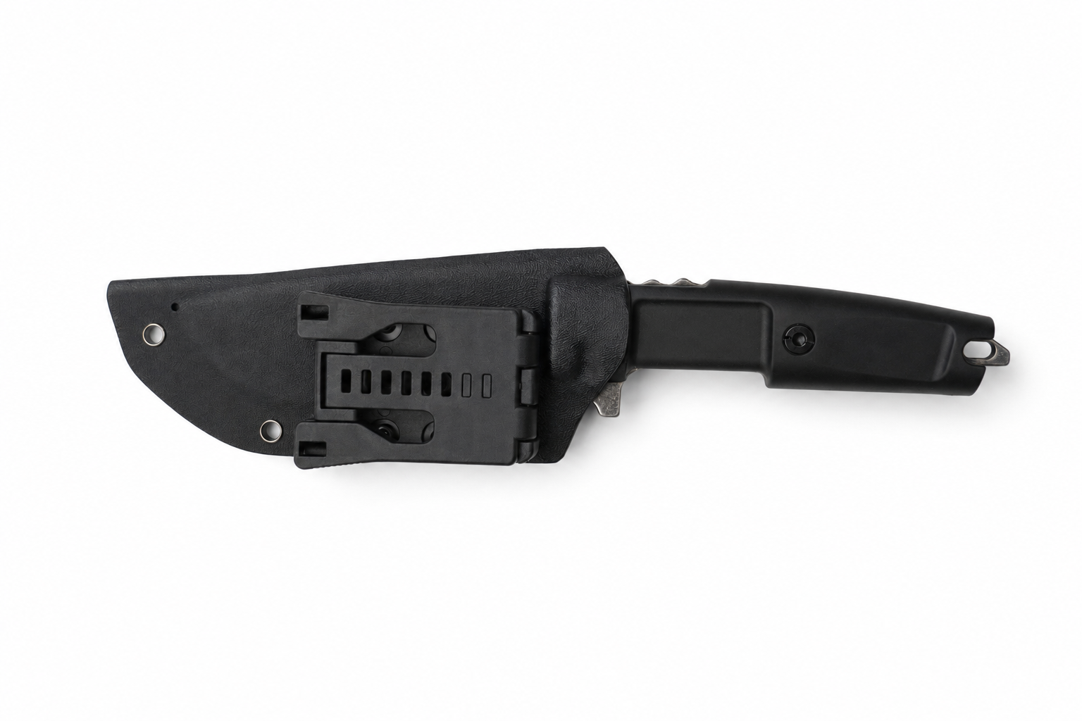 Blackcrest compact fixed blade knife shown in black sheath