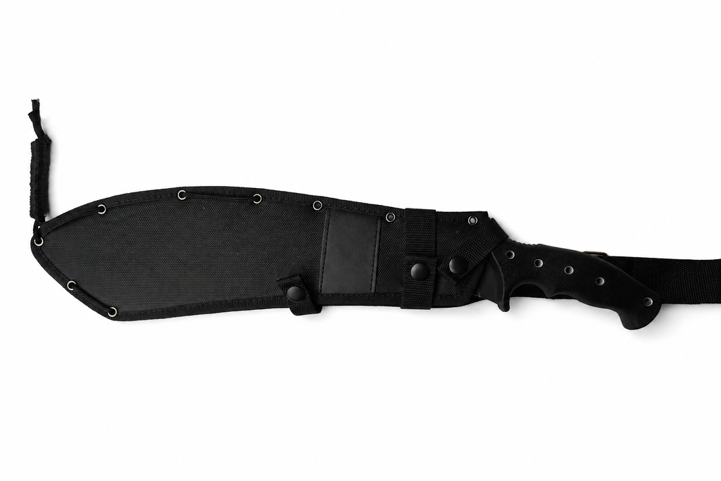 Stonebreaker utility fixed blade knife partially inserted in black sheath