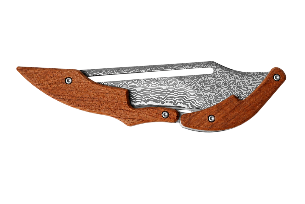 Woodland folding knife with natural wood handle