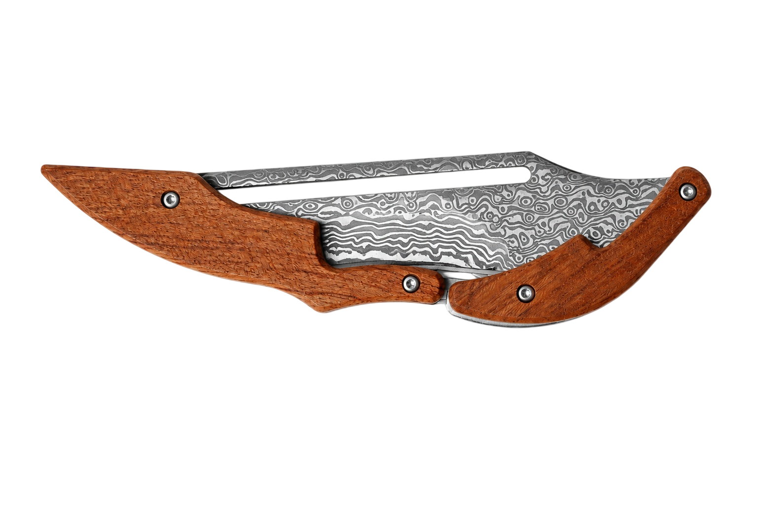 Woodland folding knife with natural wood handle